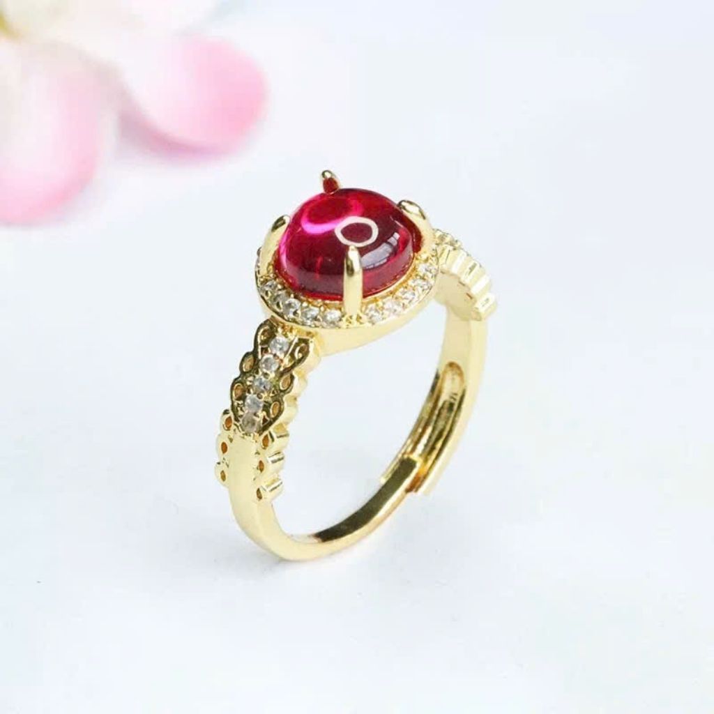 Nhẫn đá đỏ nữ quý phái kiểu dáng hoàng gia BKSTCN-9213