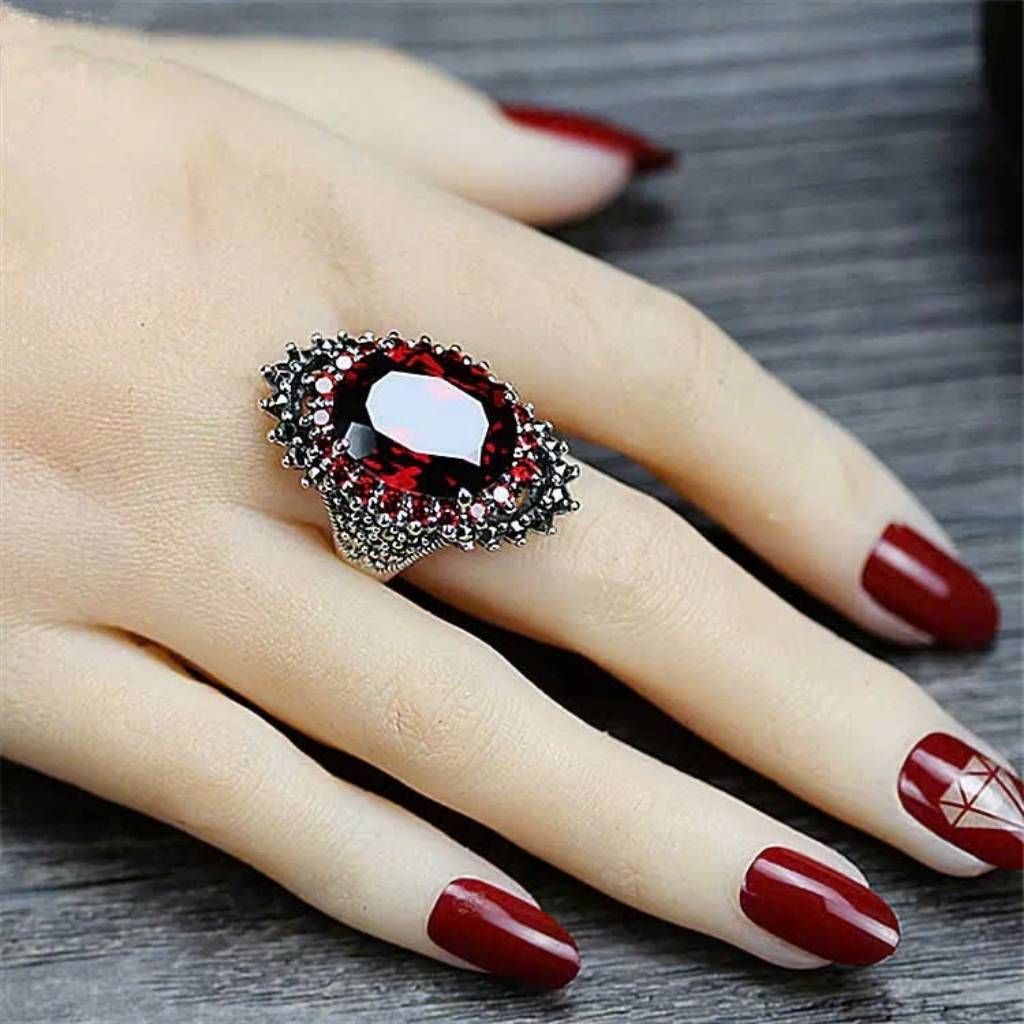 Nhẫn đá xanh phong cách châu Âu cổ điển BKSTCN-9216