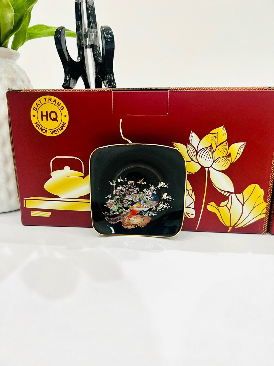 Bộ ấm chén Bát Tràng cao cấp Vinh Hoa Phú Quý dáng chung cao dung tích 600ml