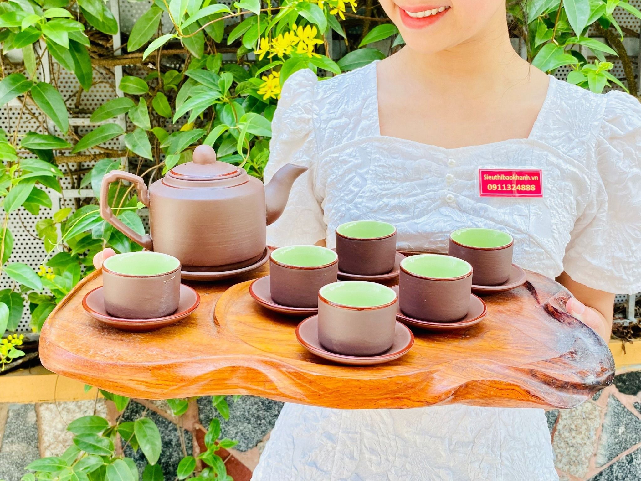 Bộ Ấm Chén Tử Sa Tống Ngấn Bát Tràng Cao Cấp
