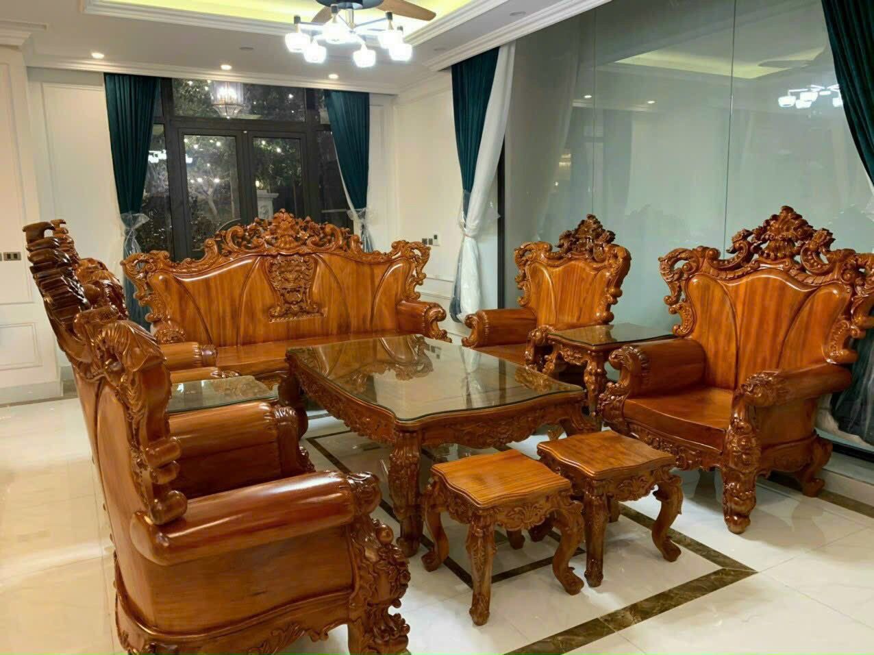 Bộ Bàn Ghế Hoàng Gia Gỗ Đỏ 10 Món Đẳng Cấp