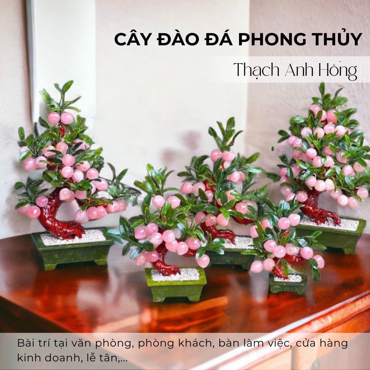  Cây Đào Tiên Đá Thạch Anh Hồng Siêu Đẹp Đa Dạng Kích Thước 