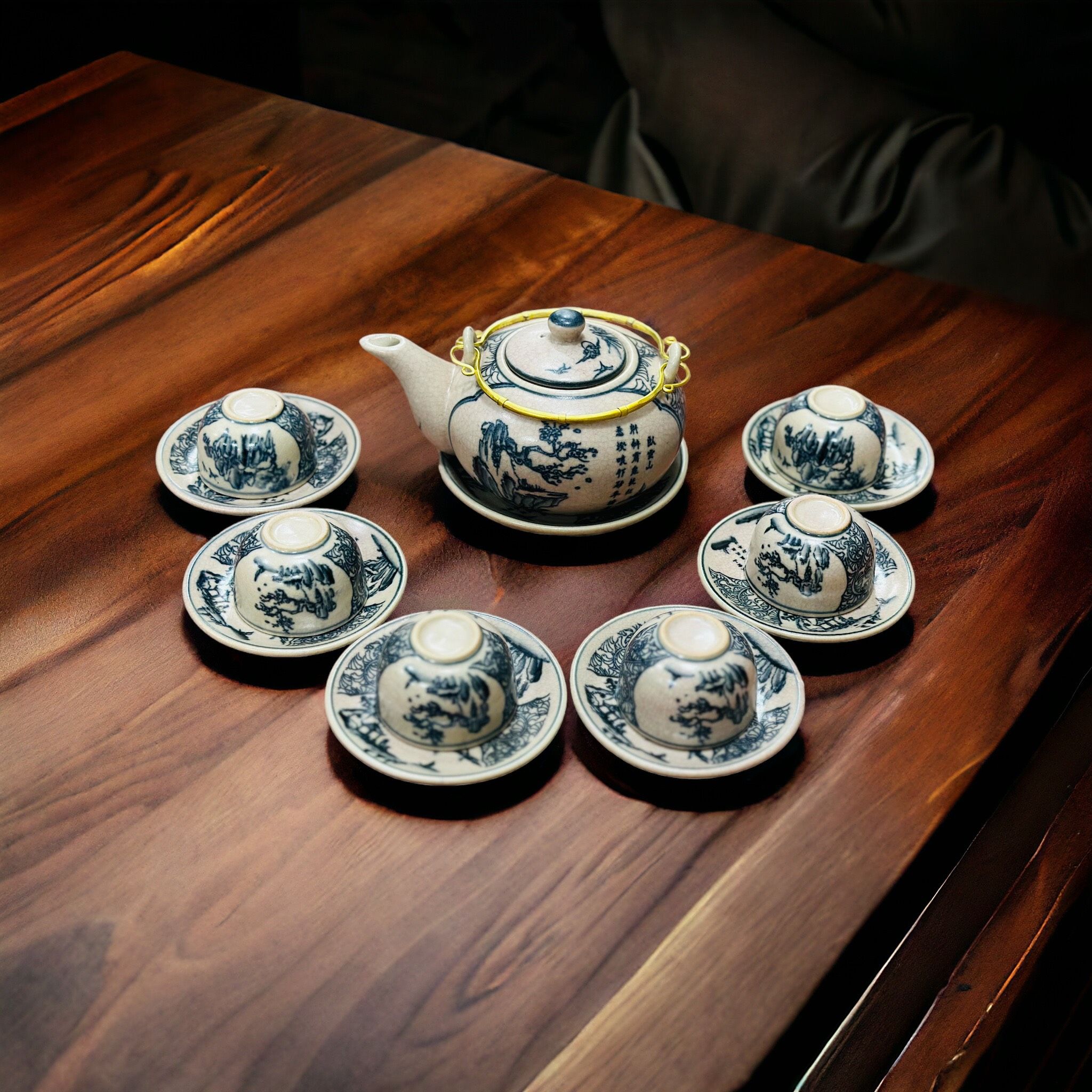 BỘ ẤM CHÉN MEN RẠN BÁT TRÀNG