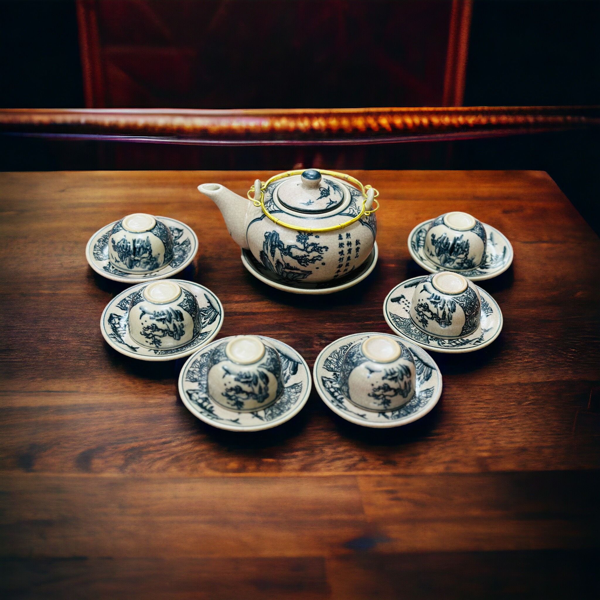 BỘ ẤM CHÉN MEN RẠN BÁT TRÀNG