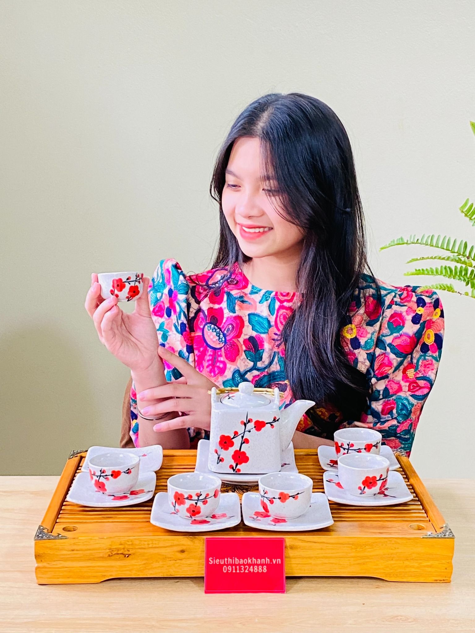 Bộ ấm chén họa tiét hoa đào