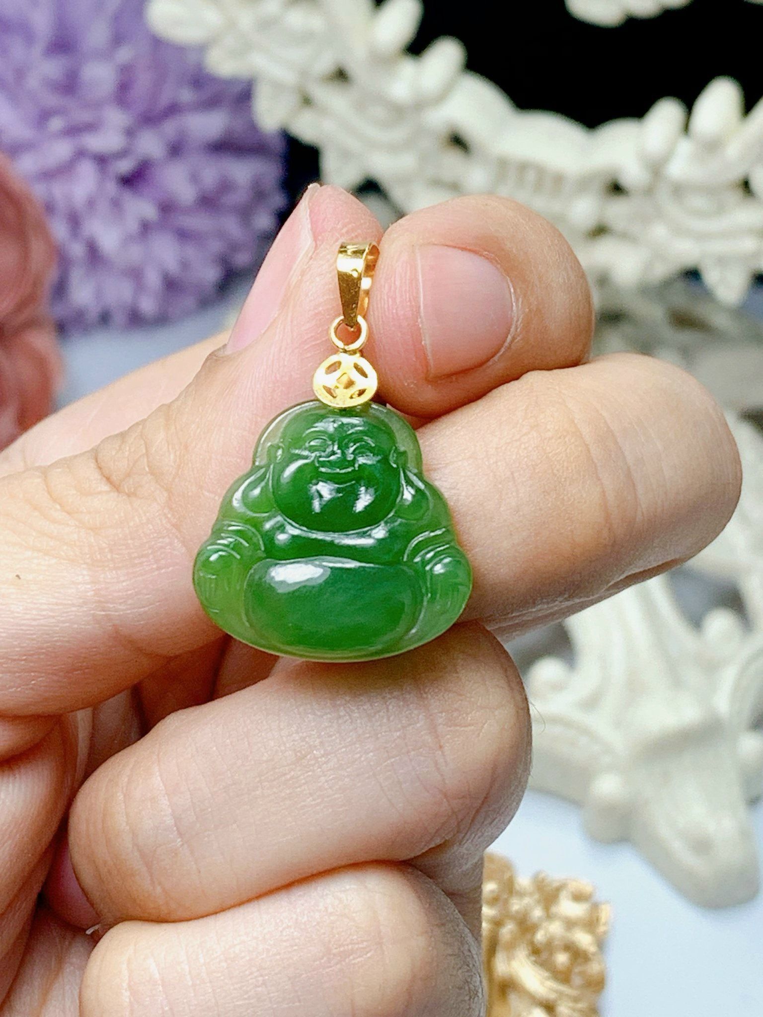 Mặt Phật Di Lặc Ngọc Bích loại đẹp chất bích cực mướt luôn ạ ☘️☘️☘️