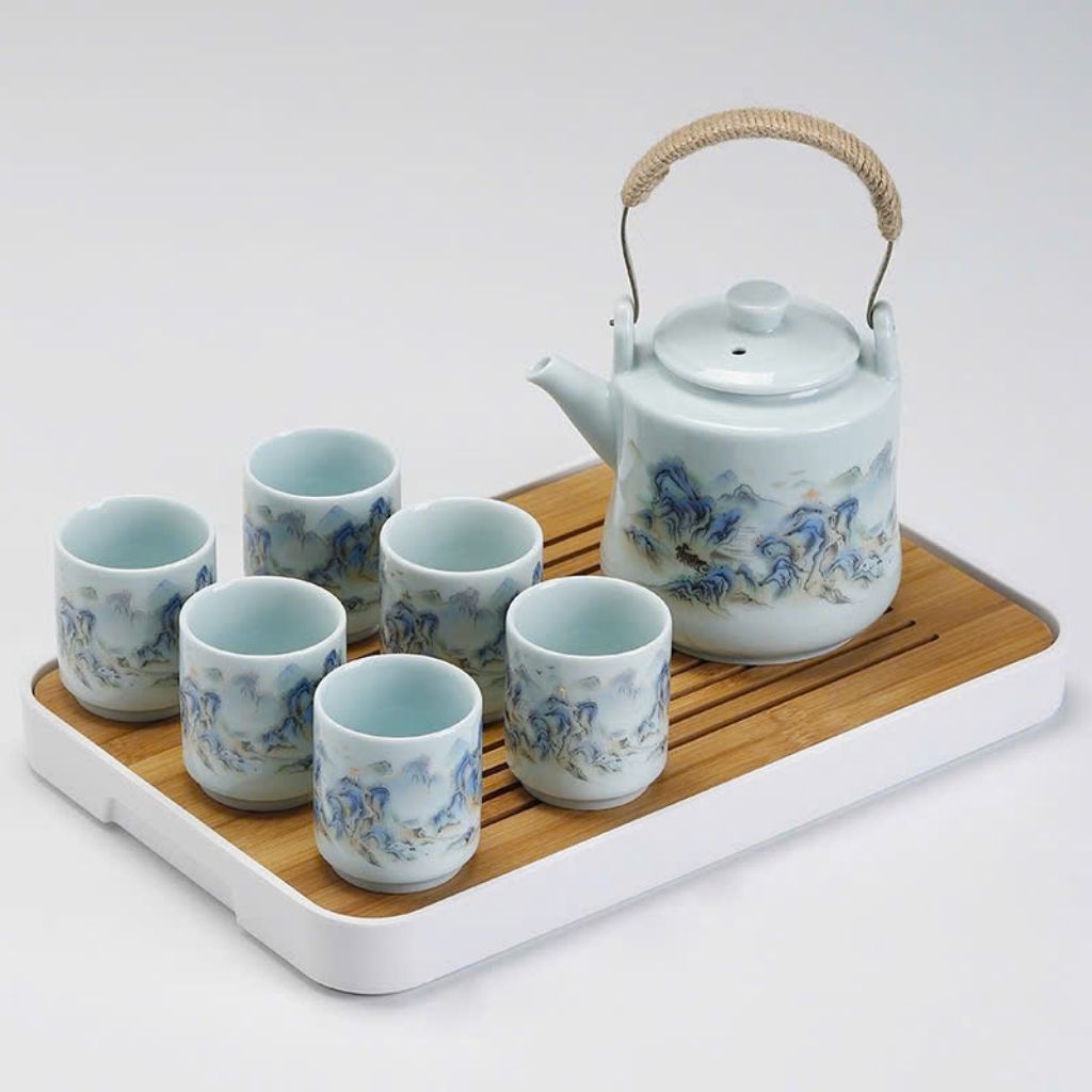 Bộ ấm chén họa tiết sơn thủy BKCECN-9102