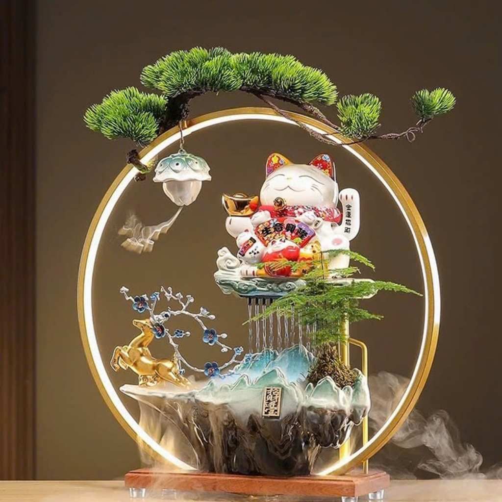 Lư hương Mèo thần tài nước chảy ngược BKCECN-9134