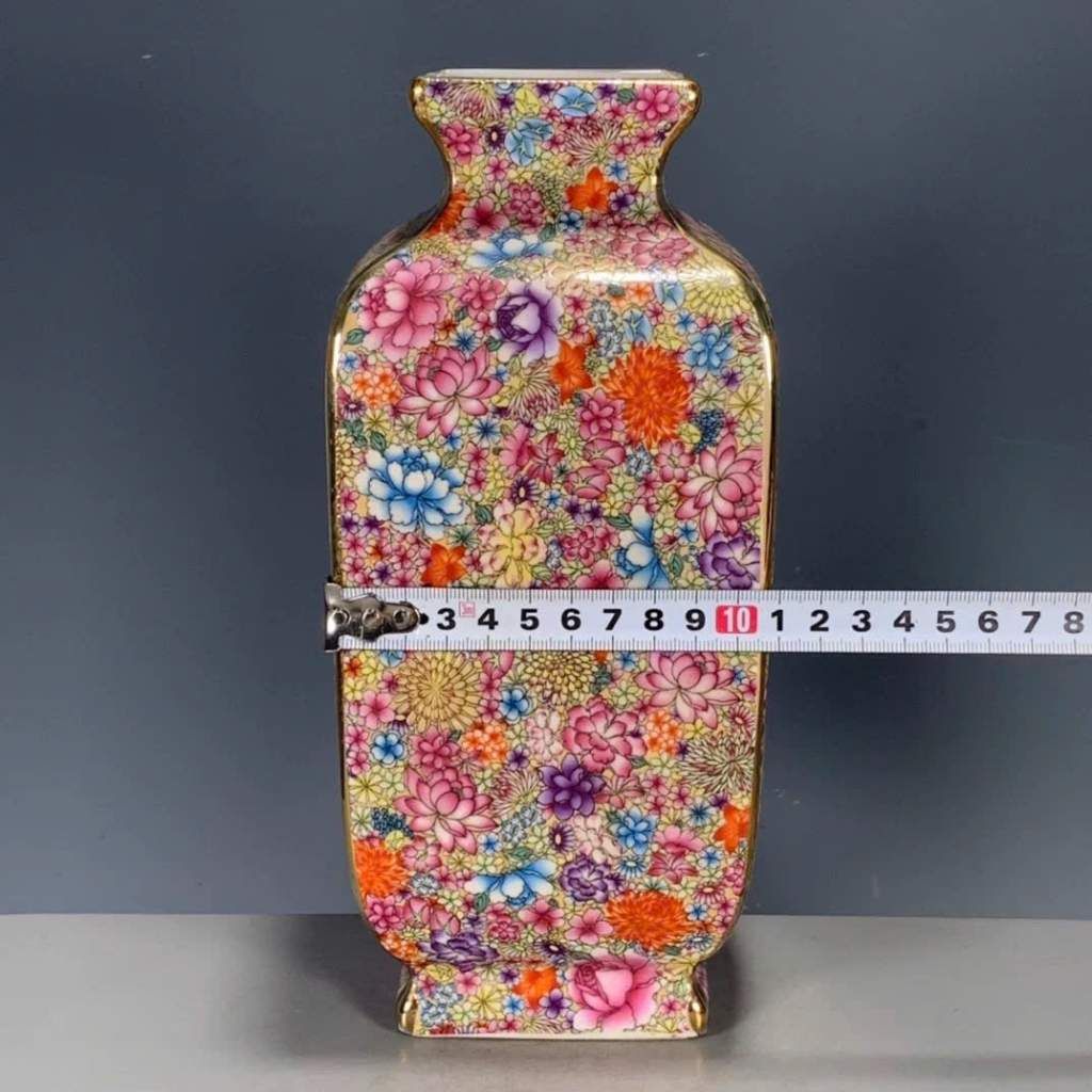 Bình Gốm Vuông Vẽ Vàng BKCECN-9176