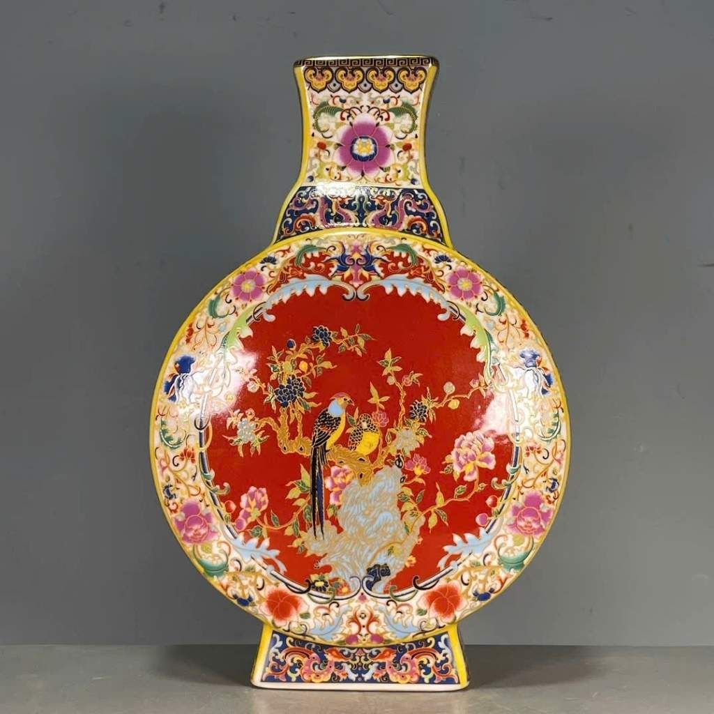 Bình gốm hồng họa tiết Chim én mùa xuân BKCECN-9178