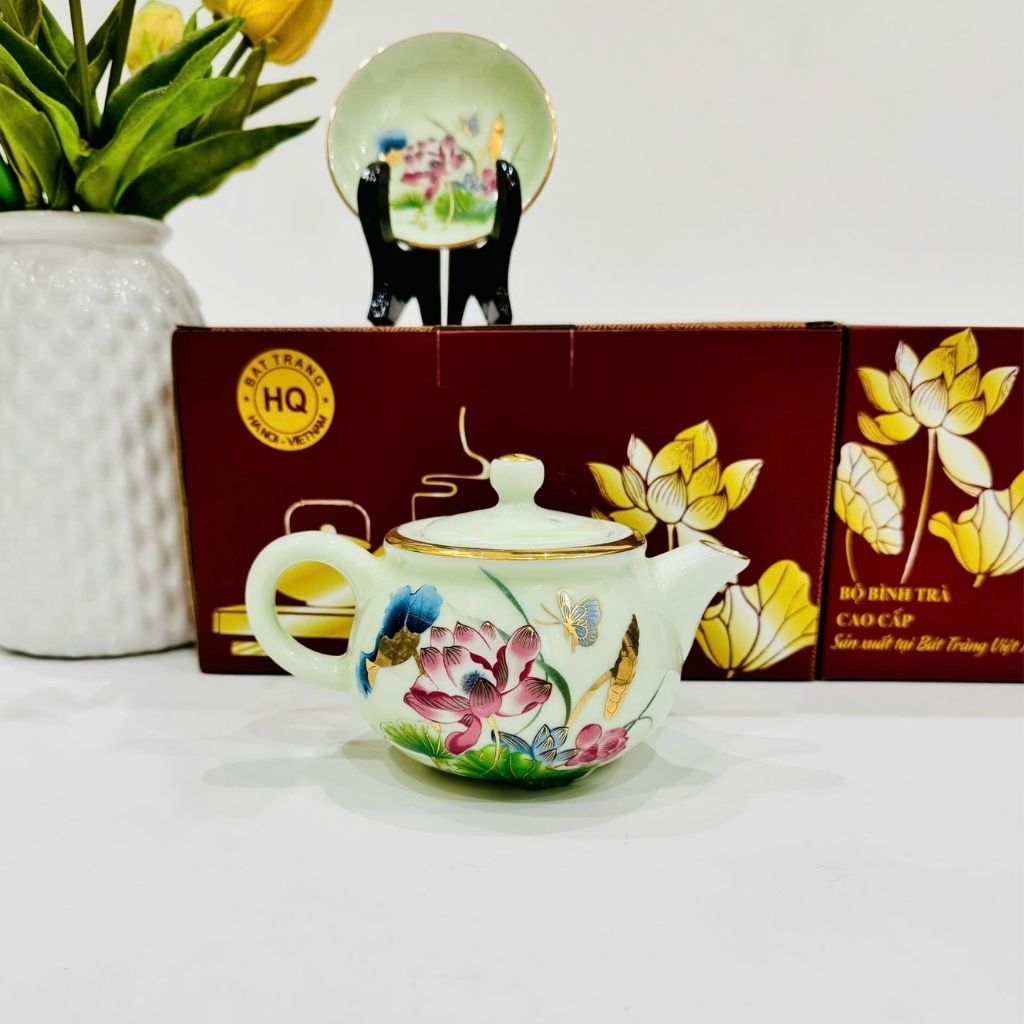 Bộ ấm chén chum ngọc hoa vàng kim BKCEVN-9042
