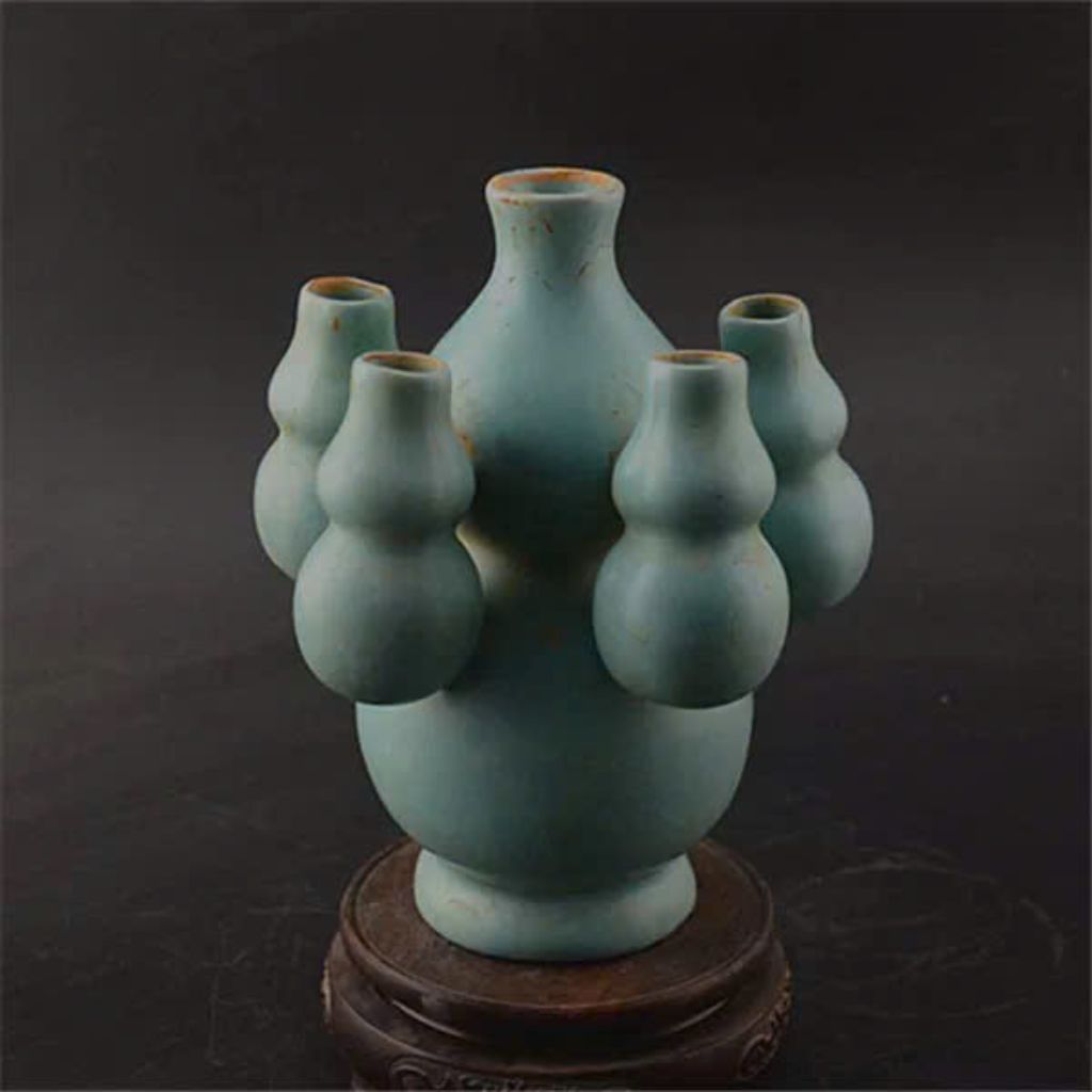 BÌNH BẦU NĂM ỐNG MEN XANH TRỜI BKCEVN-9072