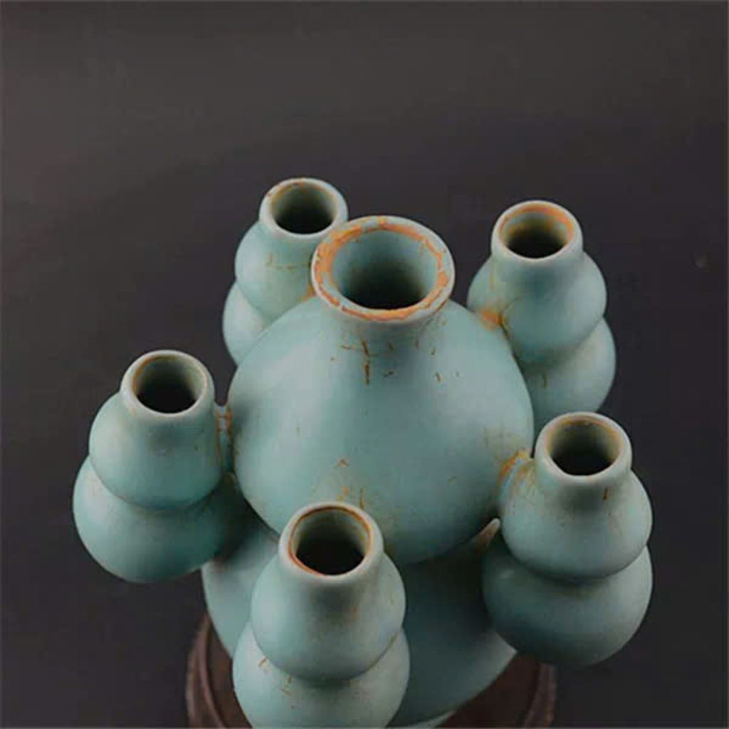 BÌNH BẦU NĂM ỐNG MEN XANH TRỜI BKCEVN-9072