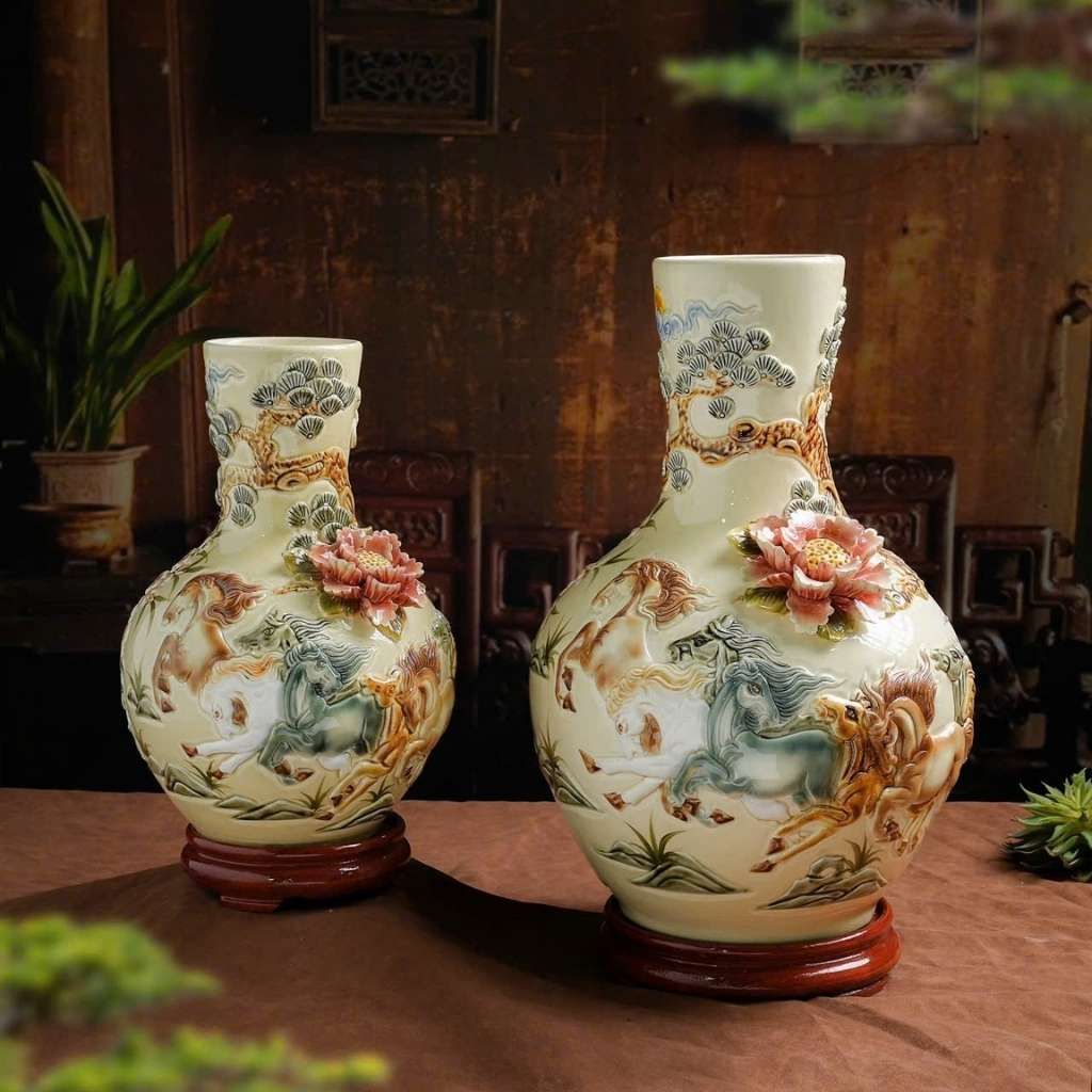 Bình gốm sứ bát tràng thuận buồm BKCEVN-9140