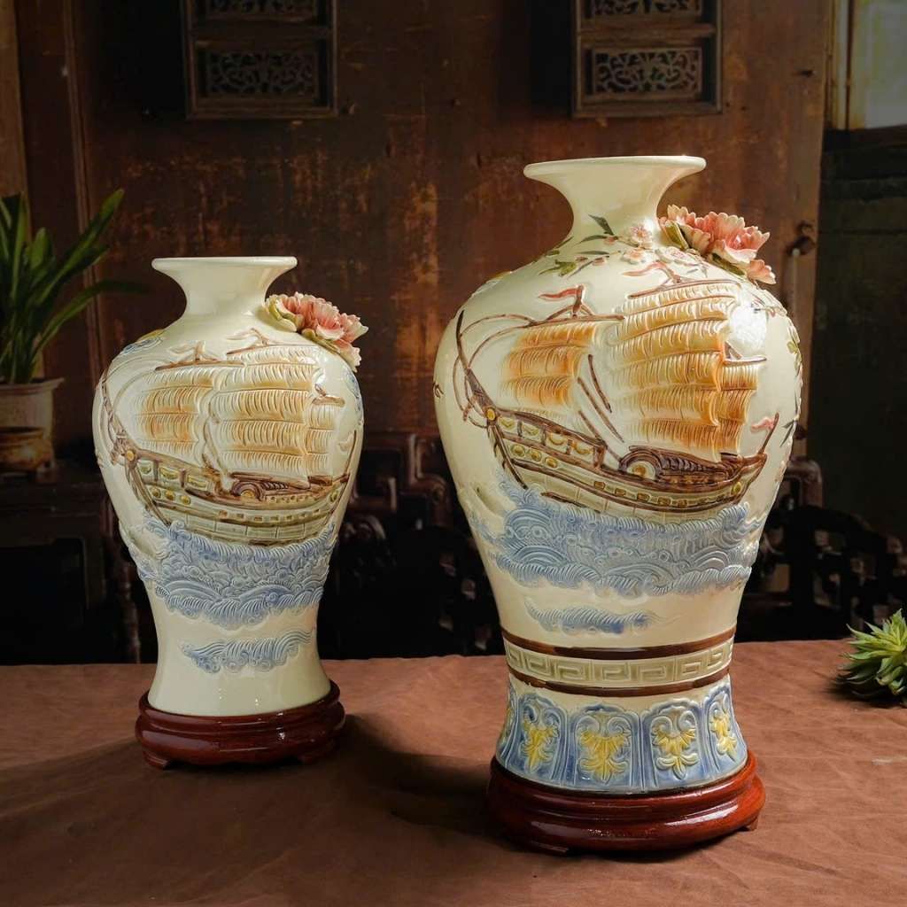 Bình gốm sứ bát tràng thuận buồm BKCEVN-9140