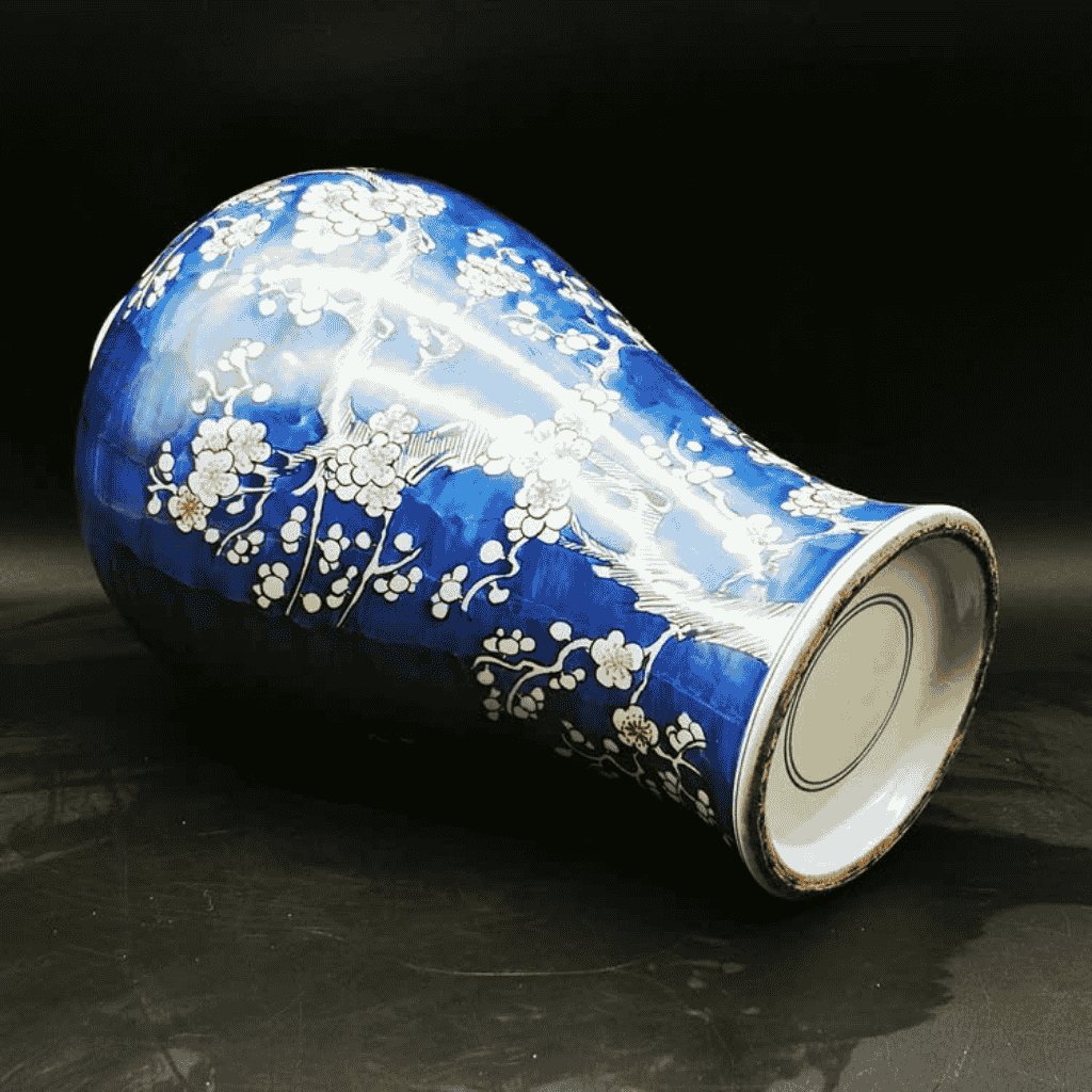 Bình gốm hoa mai xanh cổ điển BKCEVN-9144