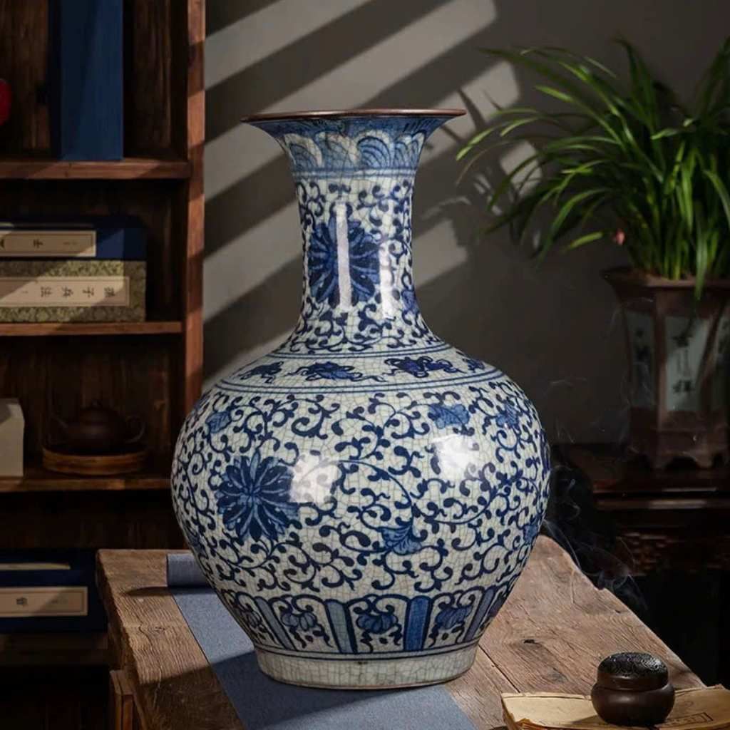 Bình gốm họa tiết hoa dây cổ điển BKCECN-9171
