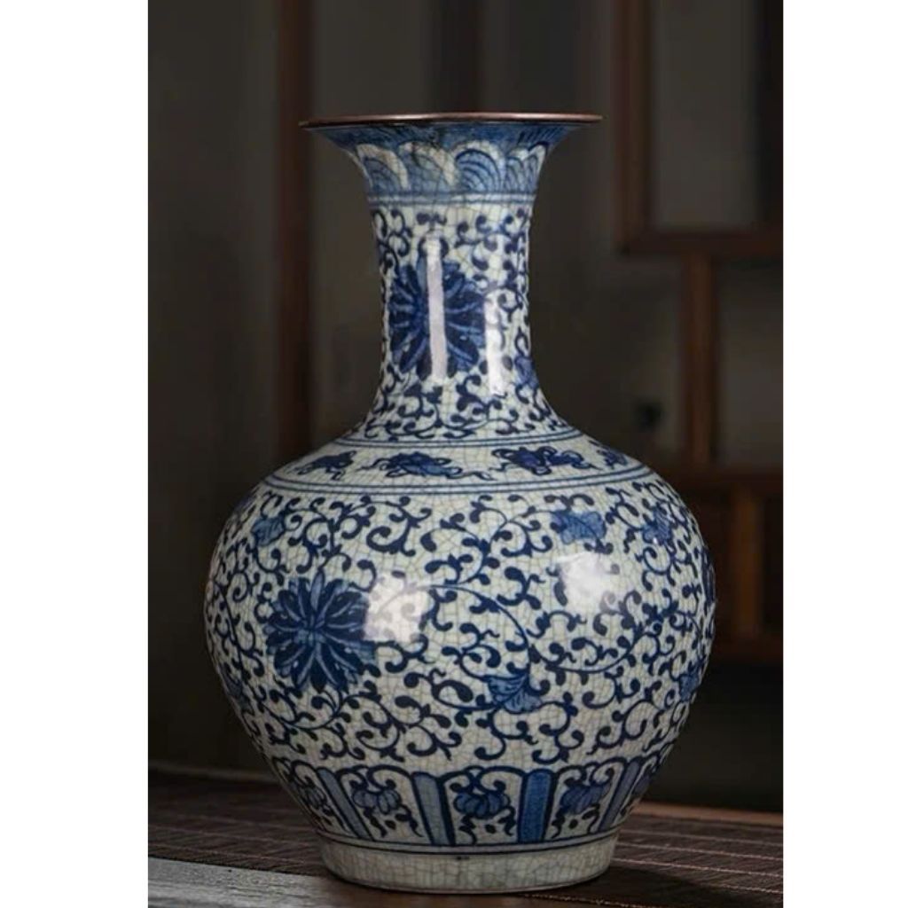 Bình gốm họa tiết hoa dây cổ điển BKCECN-9171