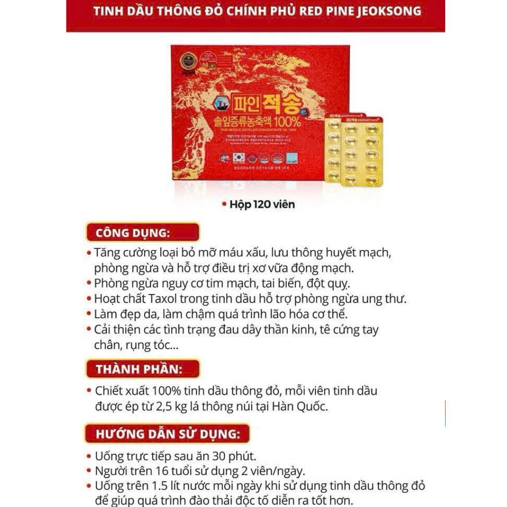 TINH DẦU THÔNG ĐỎ CHÍNH PHỦ PINE JOEK SONG BKHEKR-9087