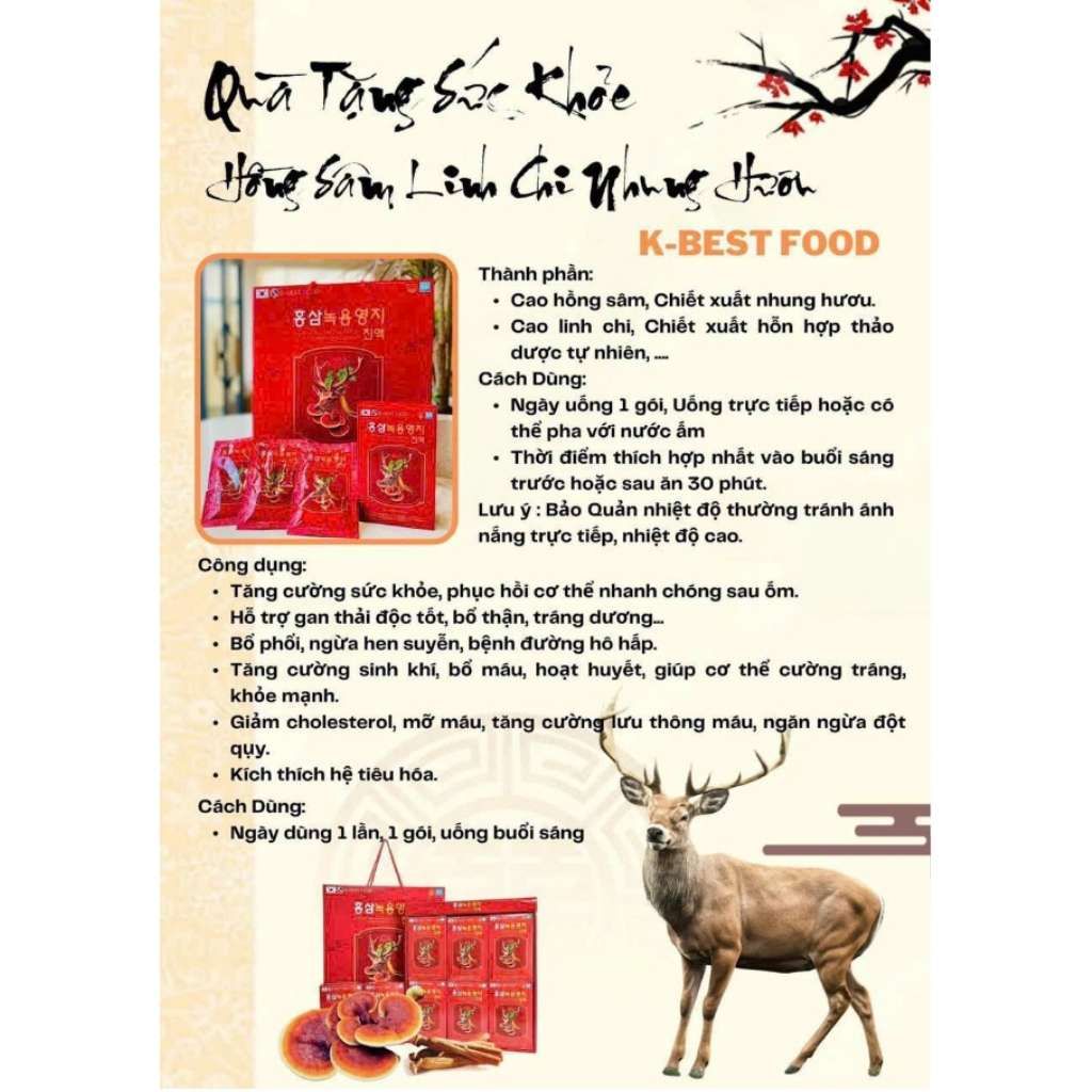 Nước Hồng Sâm Nhung Hươu Linh Chi K-Best Food BKHEKR-9155