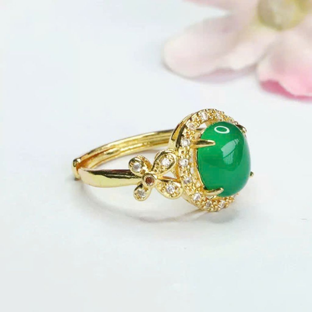 Nhẫn ngọc bích mạ vàng non BKJEVN-9015