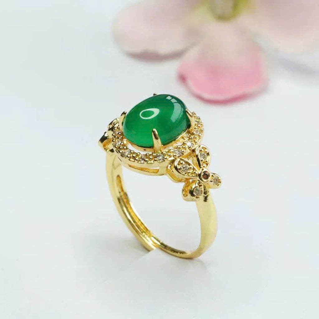 Nhẫn ngọc bích mạ vàng non BKJEVN-9015