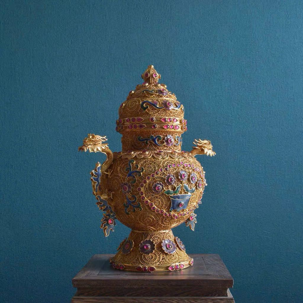 Đồ trang trí chai tai rồng Filigree BKMEVN-9049