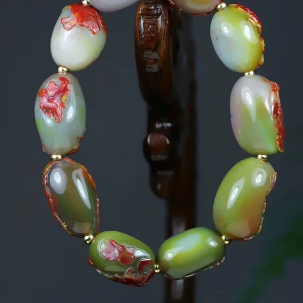 Vòng tay mã não xanh chạm BKSTCN-9142