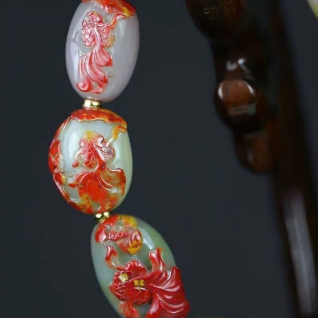 Vòng tay mã não xanh chạm BKSTCN-9142