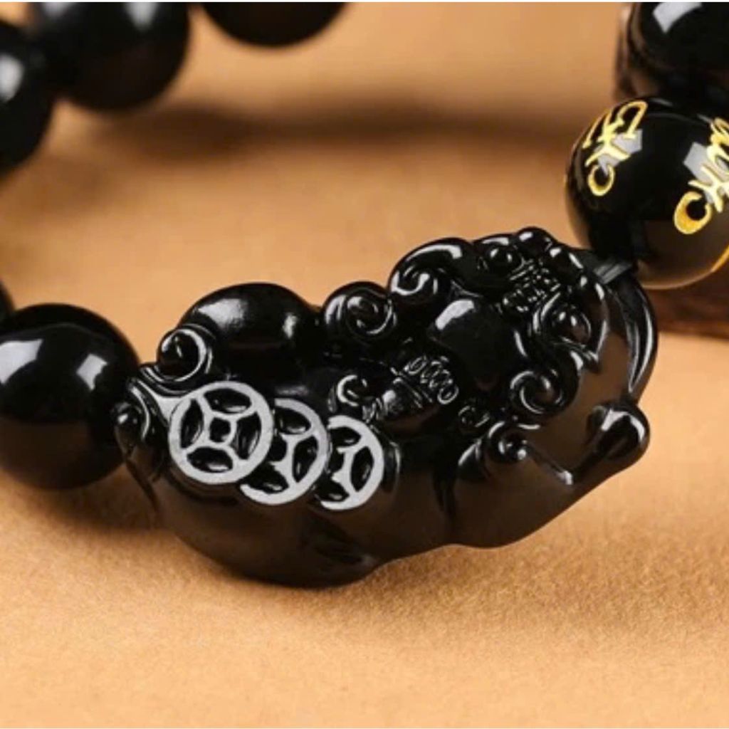 VÒNG TAY PHẬT CHÂU ĐÁ OBSIDIAN TỲ HƯU BKSTVN-9044