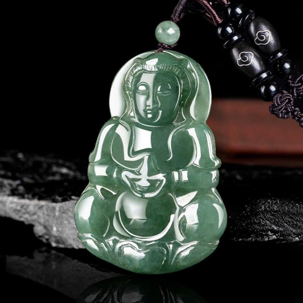 Mặt dây Quan Âm Ngọc A tự nhiên BKSTCN-9122
