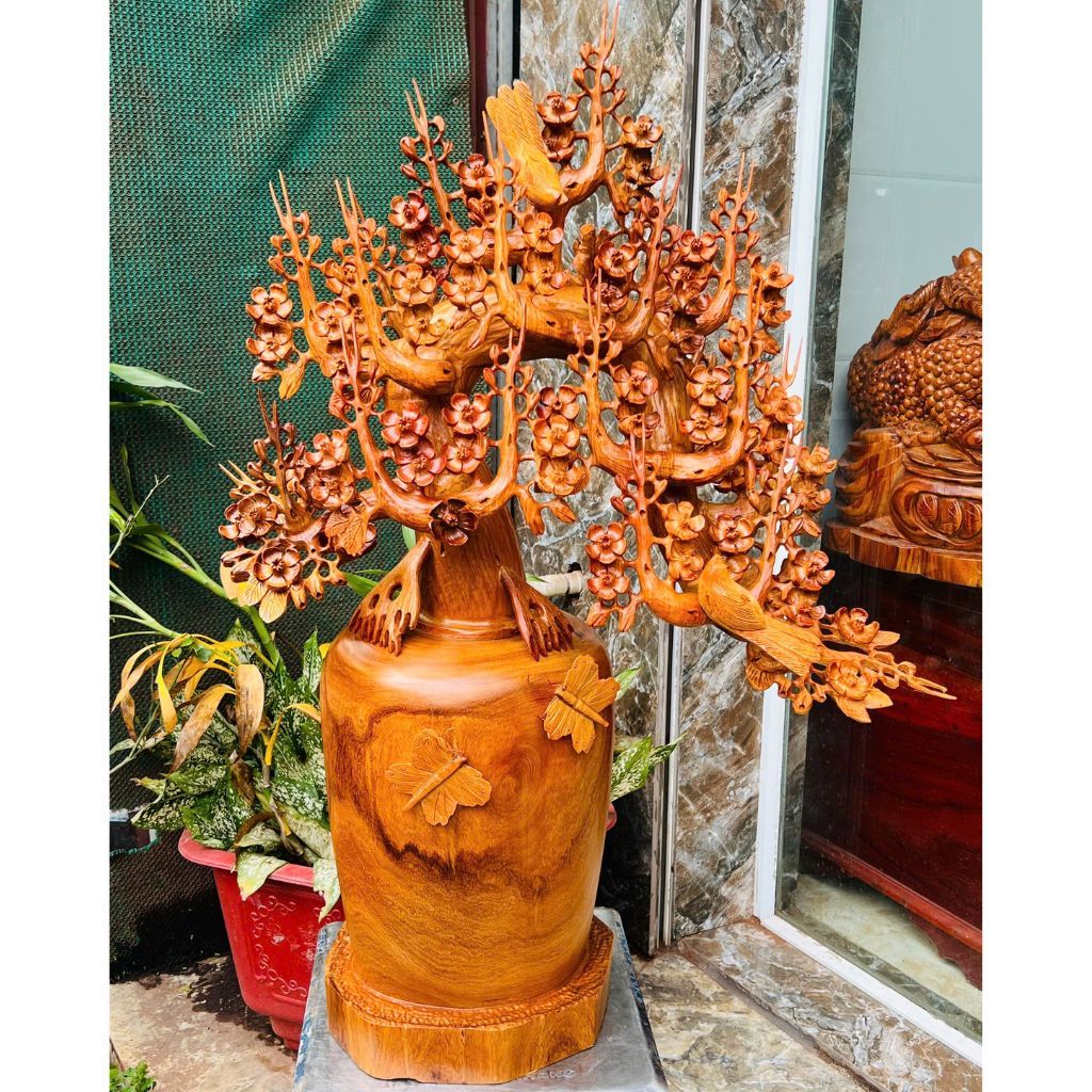 Bình hoa mai gỗ hương ta BKWOVN-9073