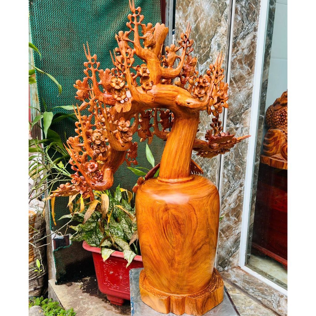 Bình hoa mai gỗ hương ta BKWOVN-9073