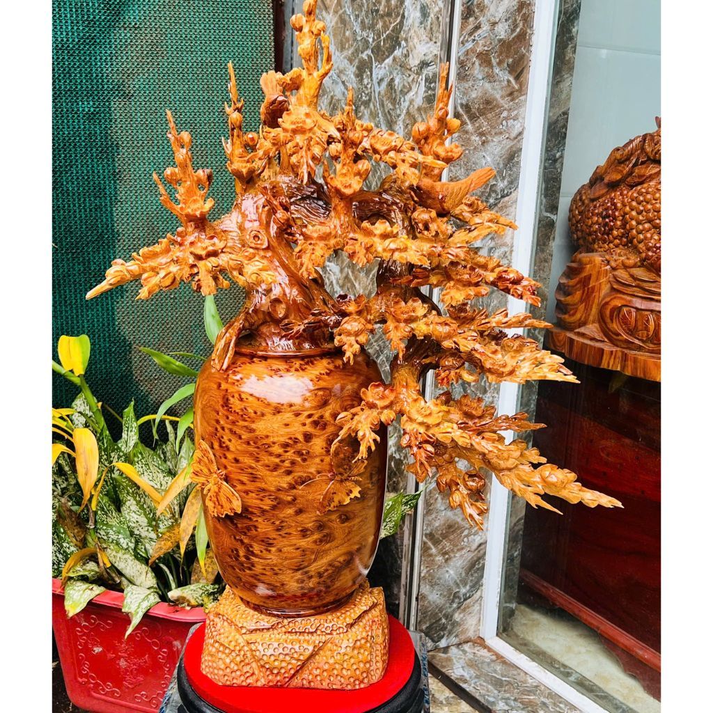 Bình hoa mai gỗ nu ngọc am BKWOVN-9074
