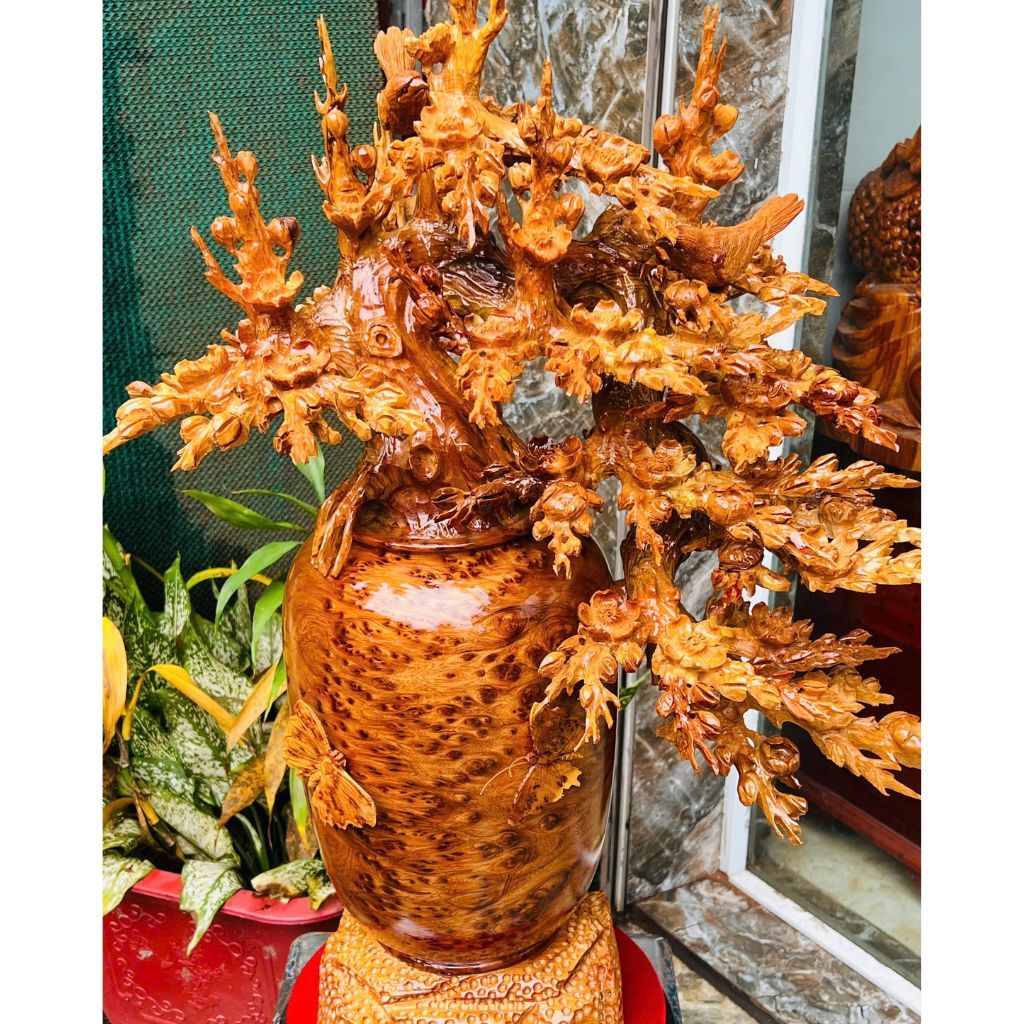 Bình hoa mai gỗ nu ngọc am BKWOVN-9074