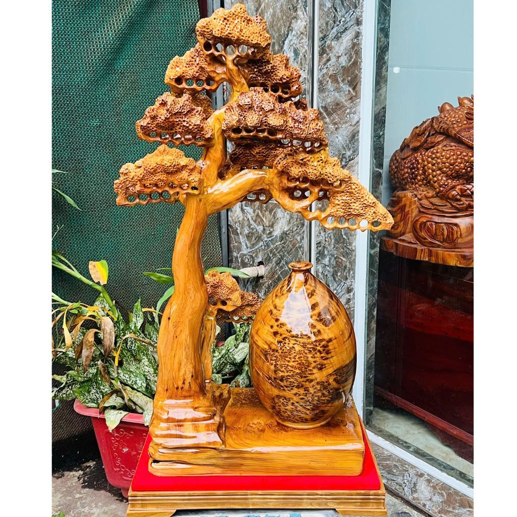 Bình tùng bonsai gỗ nu ngọc am BKWOVN-9076