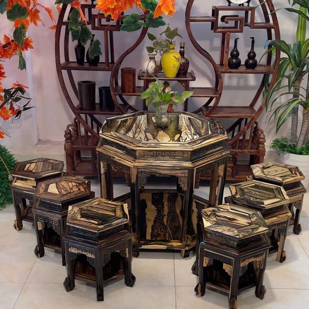BỘ ĐÔN LỤC LĂNG GỖ MUN HOA BKWOVN-9100