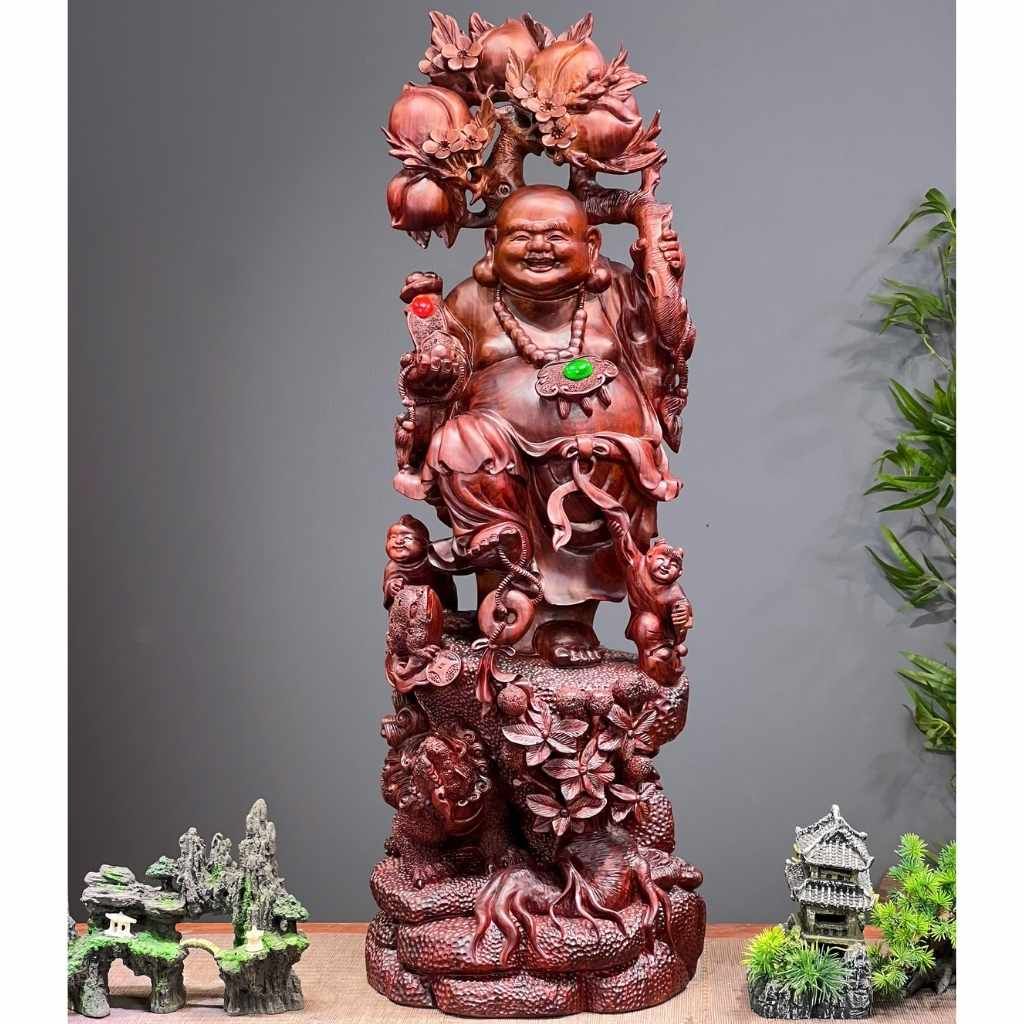 Di lạc vác cành đào gỗ tử đàn BKWOVN-9139