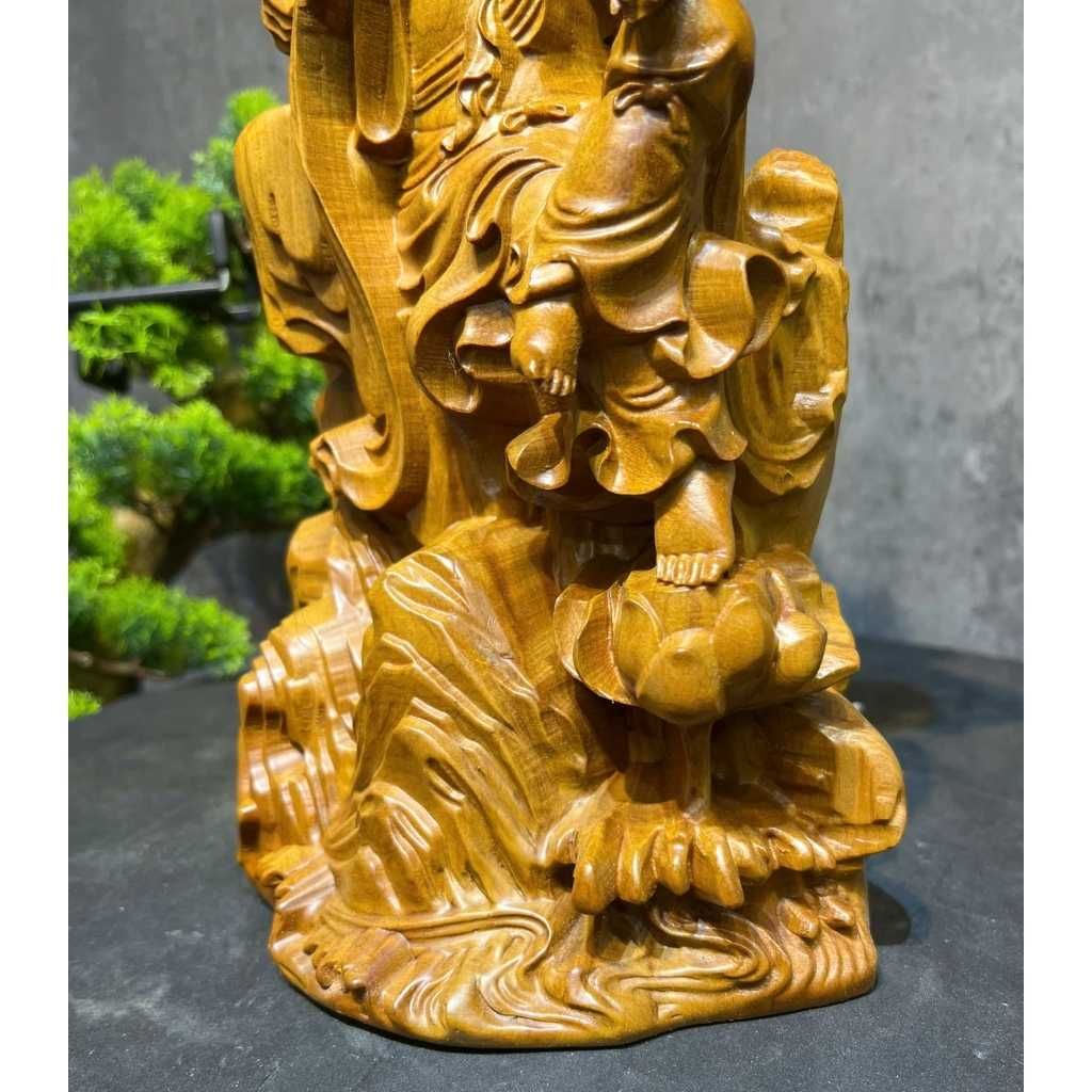 Phật Tự Tại Gỗ Bách Nguyên Khối BKWOVN-9161