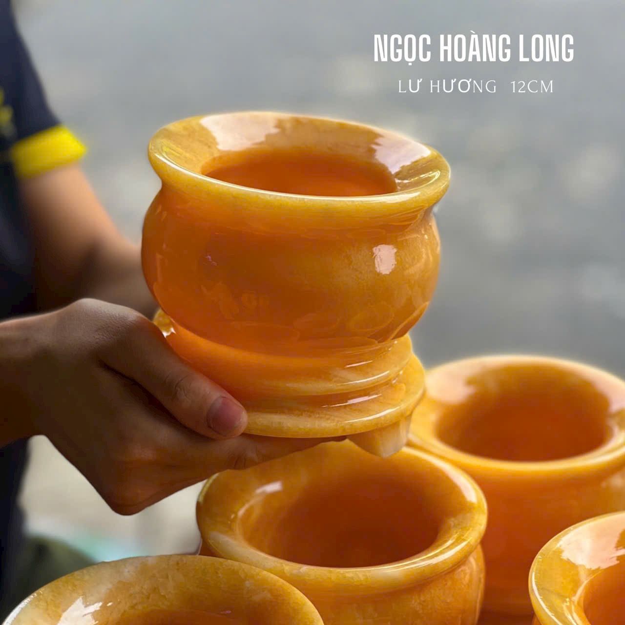 Lư Hương Đá Ngọc Hoàng Long Tự Nhiên Cao 12cm