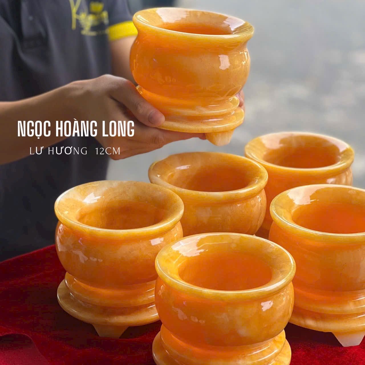  Lư Hương Đá Ngọc Hoàng Long Tự Nhiên Cao 12cm 