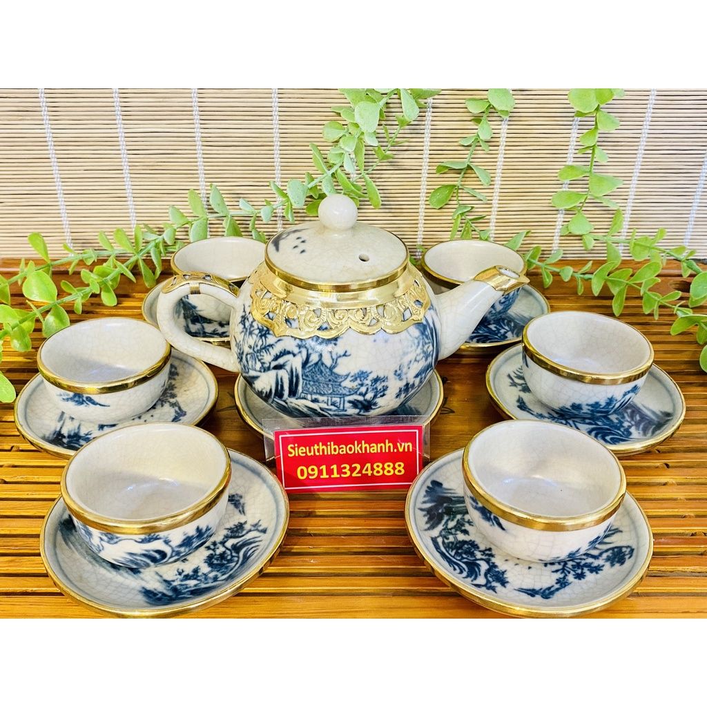 Bộ ấm chén bọc đồng