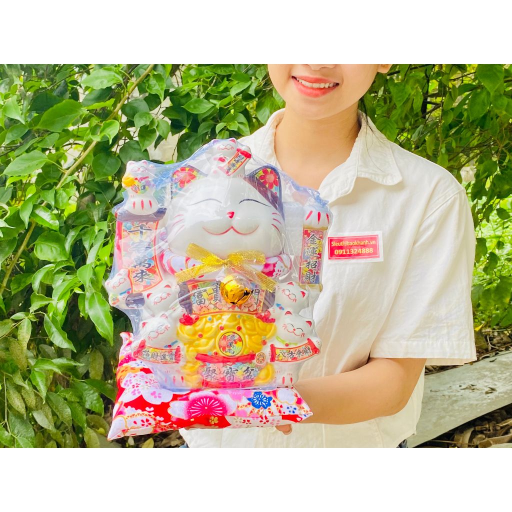 Tượng Mèo Thần Tài Khí Mãn 25cm