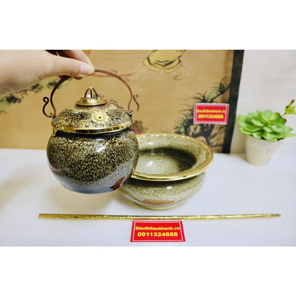 Điếu Bát men hỏa biến Bát Tràng chính hãng