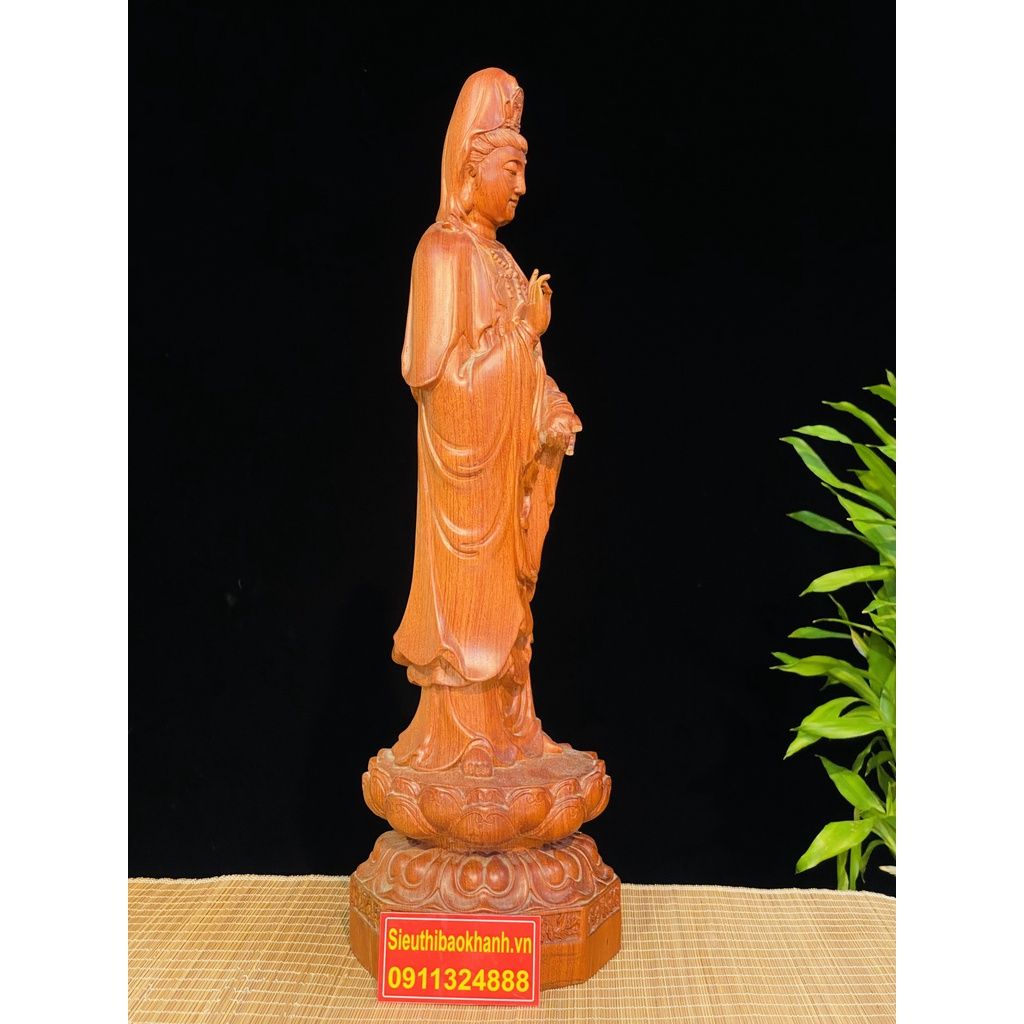 Tượng Phật Bà Quan Thế Âm Bồ Tát gỗ hương 50cm