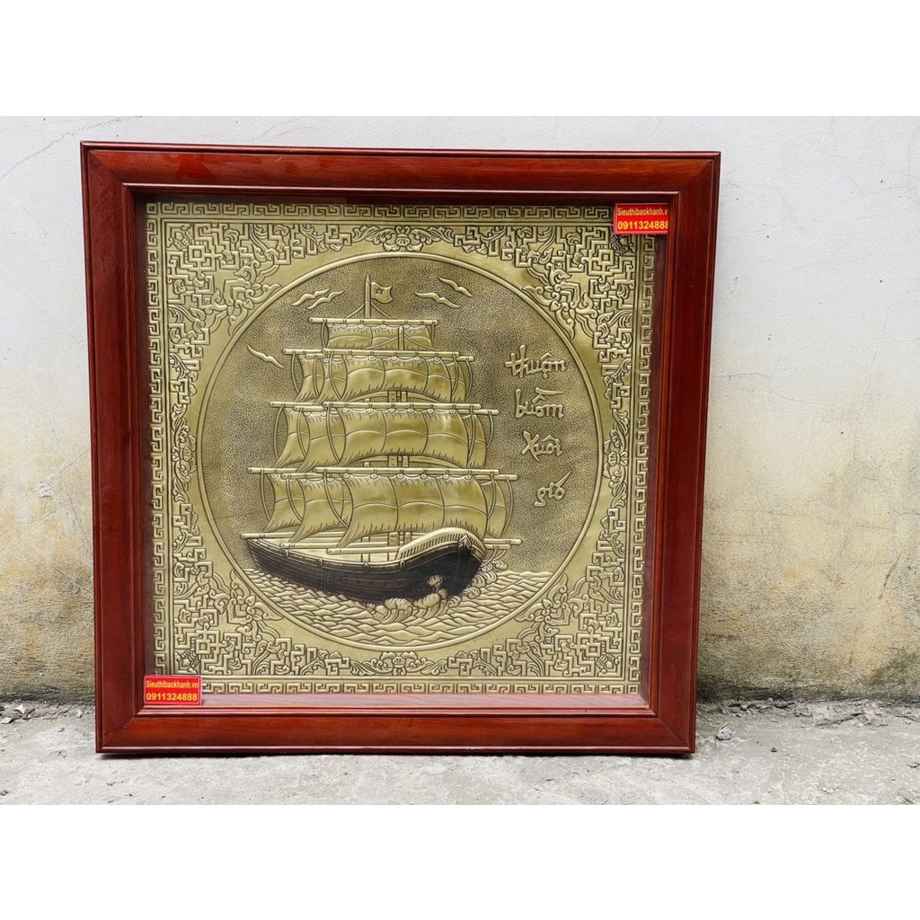  [Mỹ Nghệ Bảo Khánh]-Tranh Thuận Buồm Xuôi Gió đồng vàng thúc nổi khung 80×80 cm 