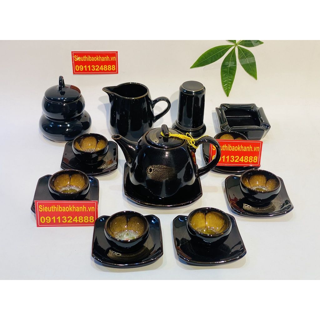 Bộ ấm chén Bát Tràng men hoả biến BKCE-002520VN-0010