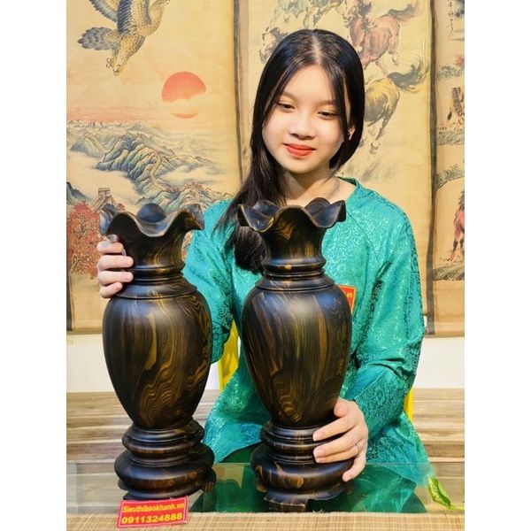 Cặp lục bình gỗ mun