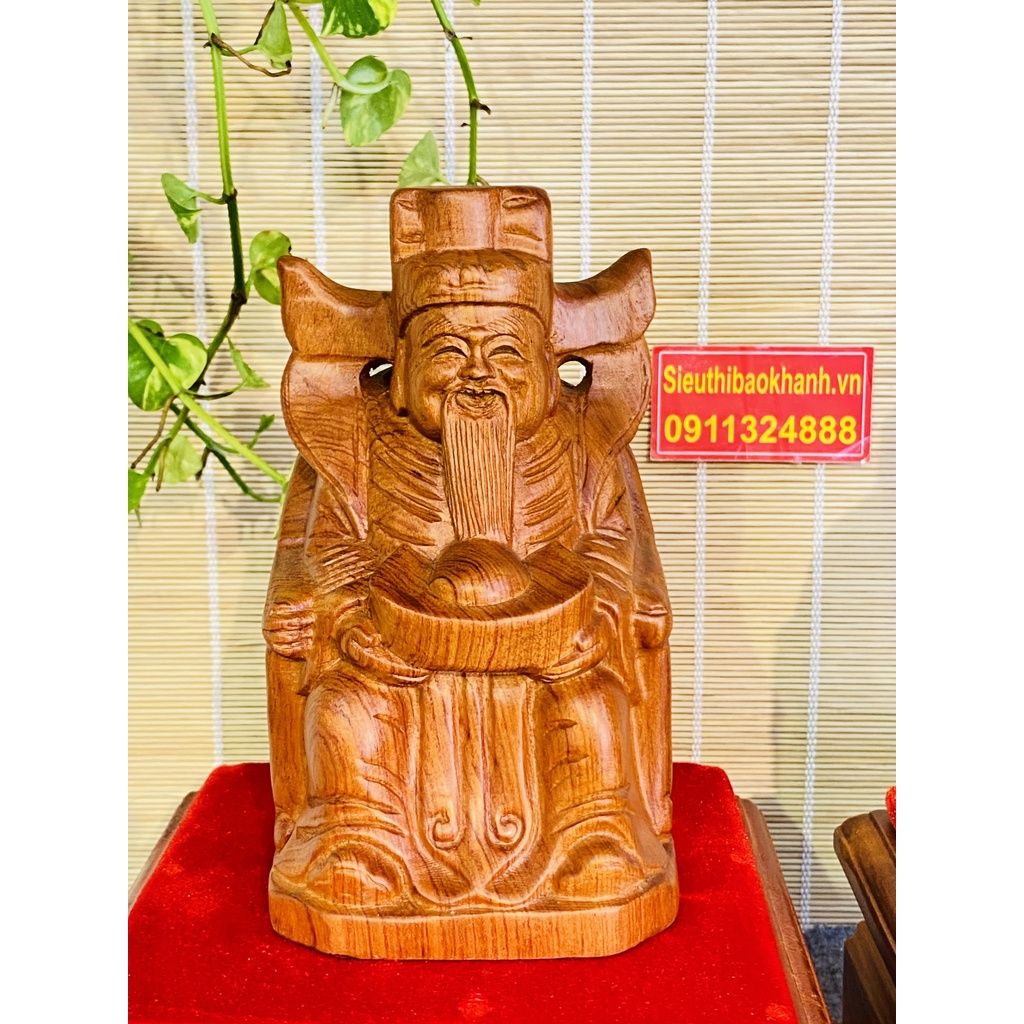 Cặp tượng Thần Tài -Thổ Địa chế tác từ gỗ hương (cao 20cm)