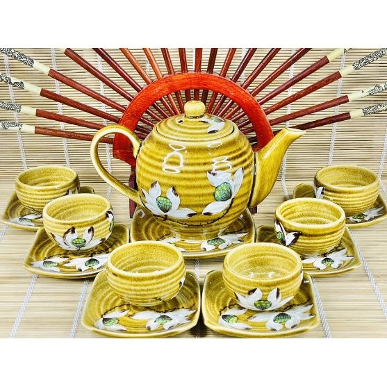 BỘ ẤM CHÉN GỐM SỨ BÁT TRÀNG DA LƯƠN CAO CẤP - Siêu Thị Bảo Khánh